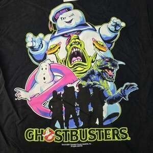 Ghostbusters T Shirt Mens Medium Slimer Marshmallow Man Short Sleeve Black NWT